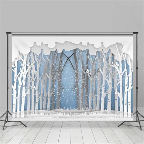 Snowy Forest Cartoon Winter Wonderland Backdrop Aperturee Winter