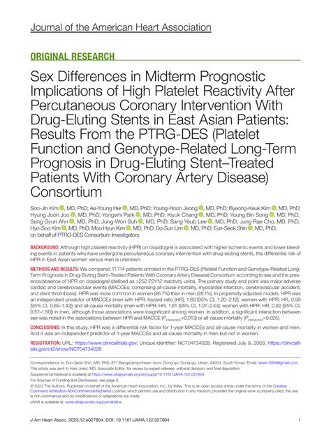 PDF Sex Differences In Midterm Prognostic Implications Of High