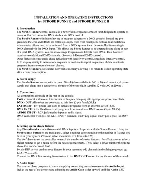 INSTALLATION AND OPERATING INSTRUCTIONS for STROBE