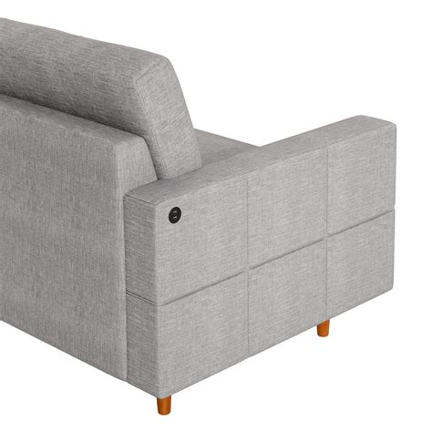 Sofa L Mojave Mt Usb Tecido Linho Linked Cinza