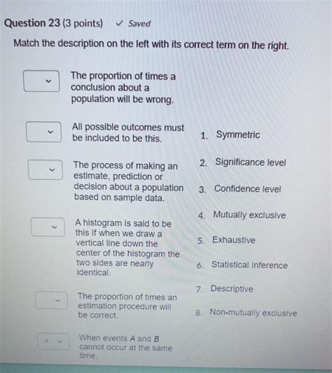 Solved Question 23 3 Points Saved Match The Description Chegg