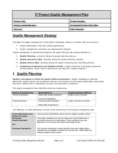 Project Quality Management Plan Pdf Bruin Blog