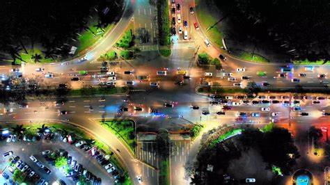 Aerial View Of A Busy Road · Free Stock Video