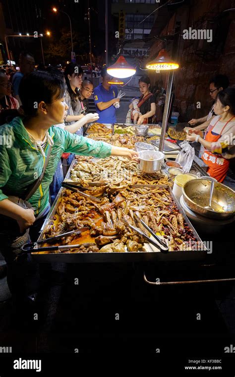 Chongqing China October 2 2017 Street Food Stall In Downtown