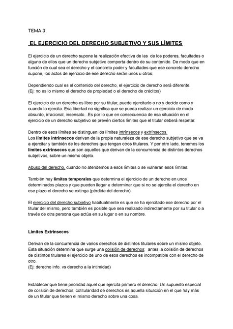 Derecho Tema Tema Tema El Ejercicio Del Derecho Subjetivo Y