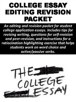 College Essay Editing & Revision Packet by Mz S English Teacher | TpT