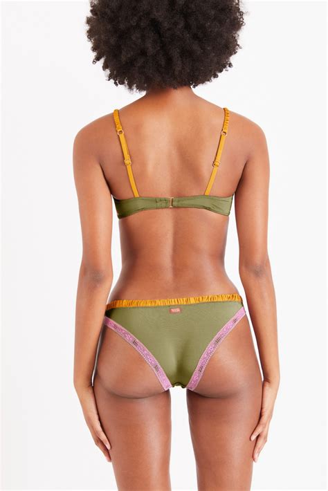 Ensemble Lingerie Kaki Joyful Bubbly Silky Banana Moon