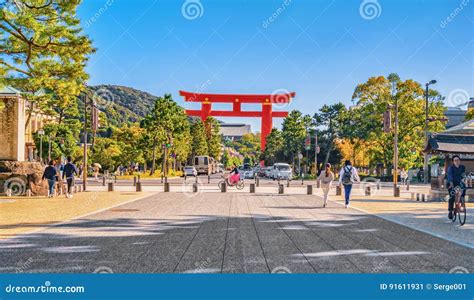 View Of Torii Of Hakone Shrine At Lake Ashi During The Maintenance And