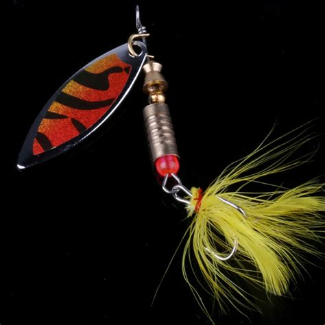 Pcs Spoon Lure Yellow Feather Hook Metal Fishing Lures Set Wobblers