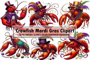 Crawfish Mardi Gras Watercolor Clipart Graphic By Sublimation Artist