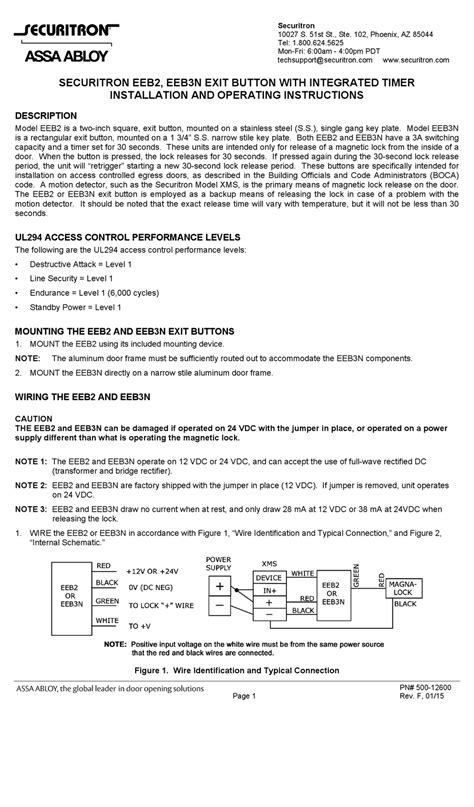 Assa Abloy Securitron Eeb3n Installation And Operating Instructions Pdf Download Manualslib