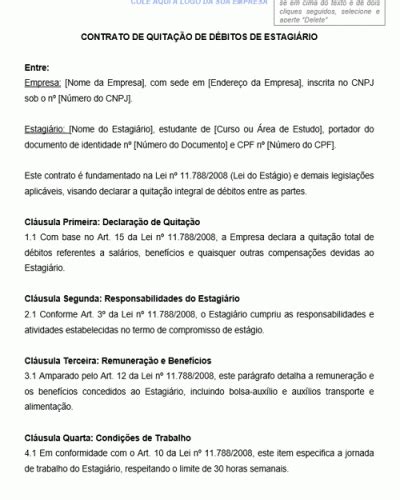 Refer Ncia Para Um Contrato De Quita O De D Bitos De Estagi Rio