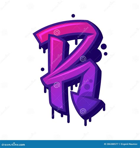 Graffiti Alphabet Purple Font and Uppercase Letter R Vector ...