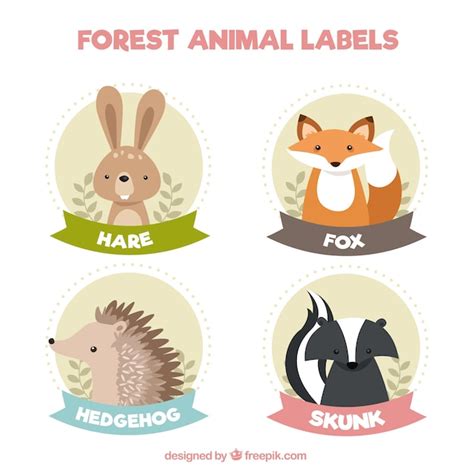 Cute vintage stickers of lovely animals Vector | Free Download