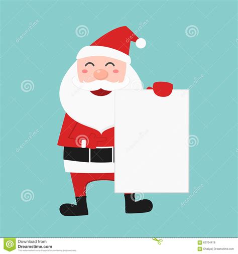 Santa Claus Holding Blank Paper For Your Text Stock Vector