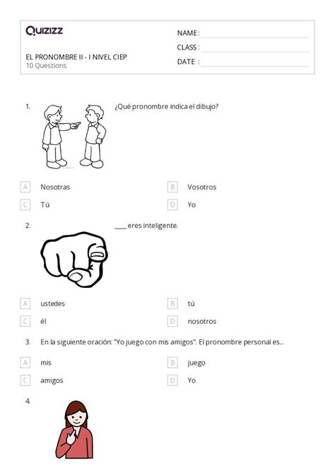 50 Pronombres Posesivos Hojas De Trabajo Para Grado 2 En Quizizz