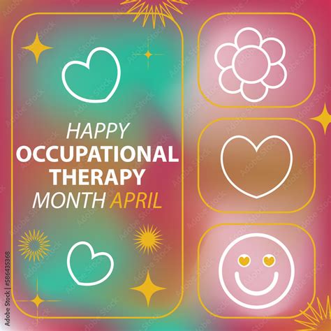 Happy Occupational Therapy Month April Vector Banner Design With Retro