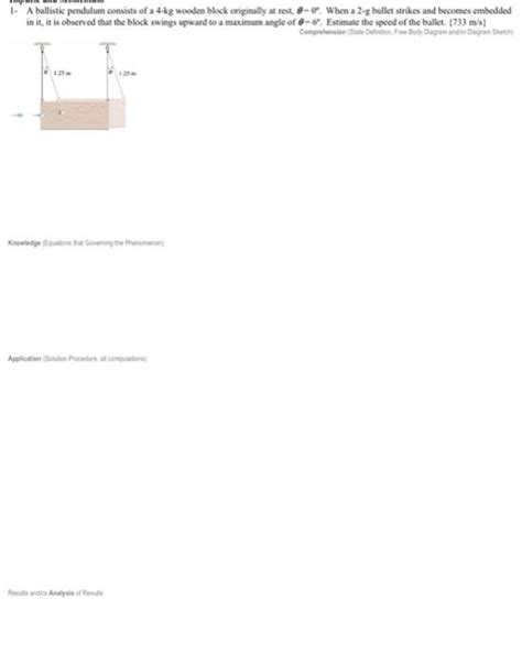 Solved 1 A Ballistic Pendulum Consists Of A 4 Kg Wooden Chegg
