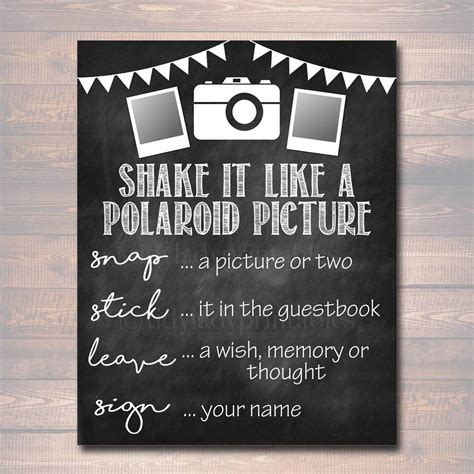 Photo Guestbook Sign Printable Sign Shake It Like A Polaroid Picture