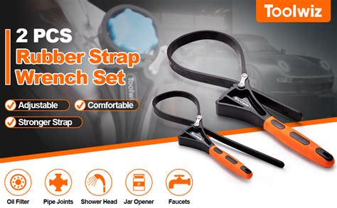 Toolwiz Rubber Strap Wrench Set 2pcs Oil Filter Wrench With Large