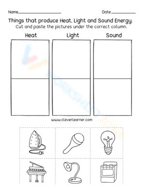 Energy Sound Light Worksheets