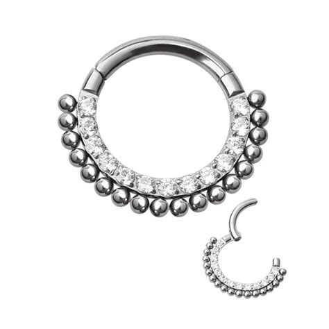 Piercing Anneau Clicker Orn De Strass Avec Boules En Titane