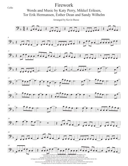 Firework Sheet Music Katy Perry Cello Solo