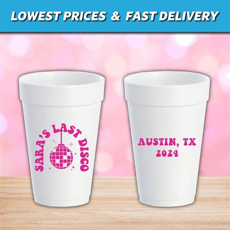 Last Disco Bachelorette Cups Bachelorette Foam Cups Personalized