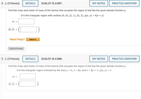 Solved Find The Mass And Center Of Mass Of The Lamina That