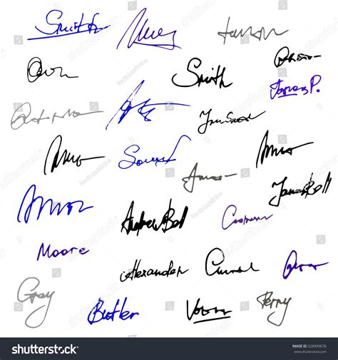 Vector Set Handwritten Signatures Hand Drawn Stok Vektör Telifsiz