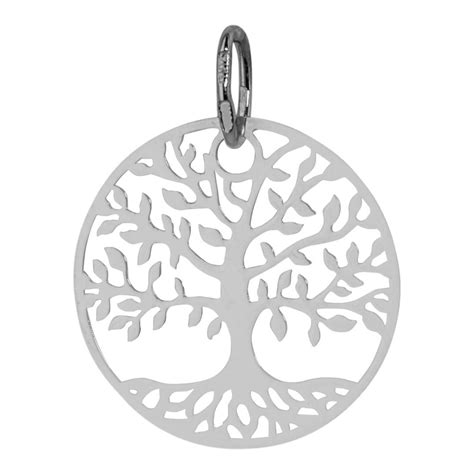 Médaille Arbre de vie luxuriant Or blanc 9ct PremierCadeau