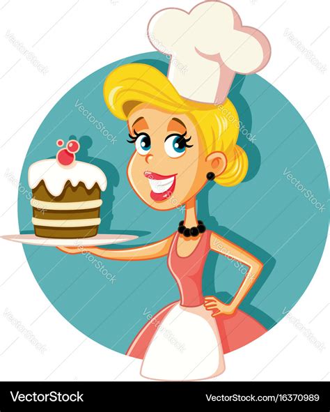 Female Pastry Chef Baking A Cake Royalty Free Vector Image