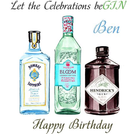 Handmade Personalised Celebrations Be Gin Birthday Card Etsy