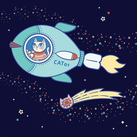 Rocketship Cat 01 😺 🚀 This Space Cat Is Part Of My 2021 Space Cats Re