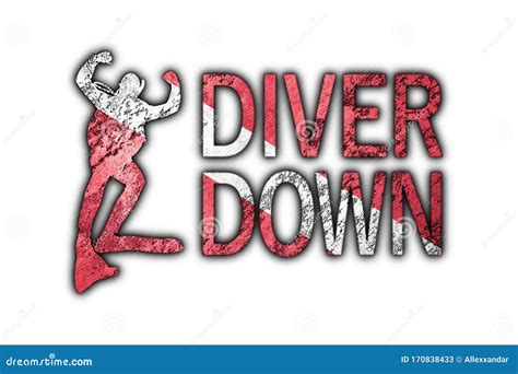 Diver Down Flag, Diver Silhouette, Vintage Style Scuba Flag Stock Illustration - Illustration of ...