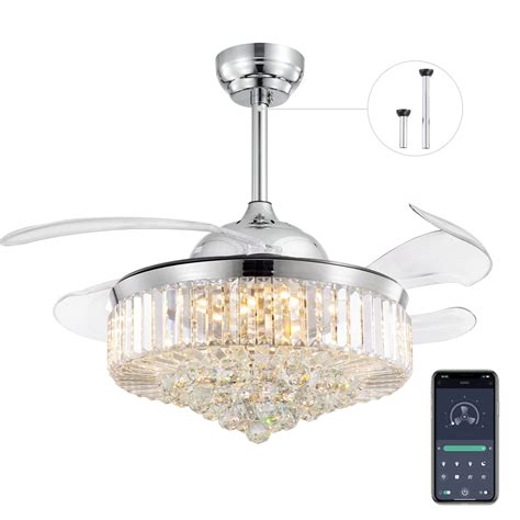 Buy Pm Crystal Ceiling Fans With Lights Inch Chandelier Ceiling