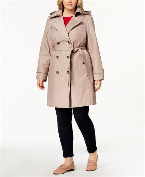 London Fog Plus Size Hooded Double Breasted Trench Coat Macys