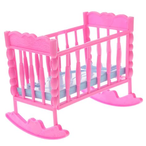 Lovely Pink Dollhouse Baby Rocking Bed Bedroom Furniture Decor