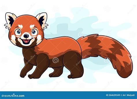 Cartoon Funny Red Panda Isolated On White Background Stock Vector