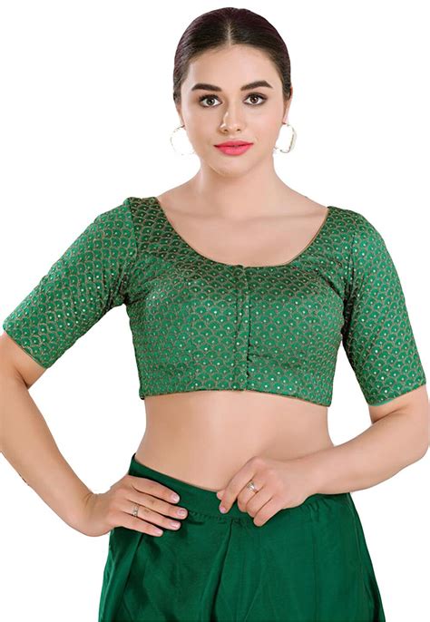 Buy Embroidered Art Silk Blouse In Green Online Uvc1265 Utsav Fashion