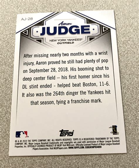 Topps Aaron Judge Highlights Aj Aaron Judge Yankees Ebay