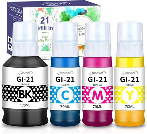 Amazon Topcolor GI 21 G3260 G3270 Ink Bottles Compatible For Canon