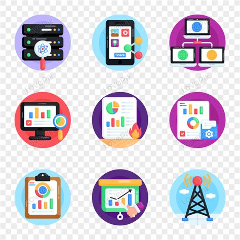 Pack Of Data Analytics Flat Icons Vector Online Analysis Vector Icon