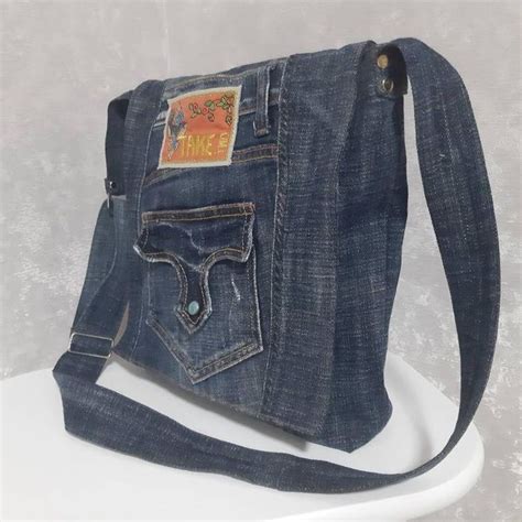 Denim Messenger Bag With Adjustable Shoulder Strap Jean Postman Bag