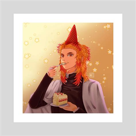 Rengoku Eating Cake An Art Print By Kumiho Vixen Inprnt