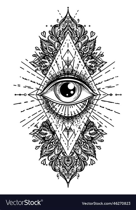 Blackwork Tattoo Flash Eye Of Providence Masonic Vector Image