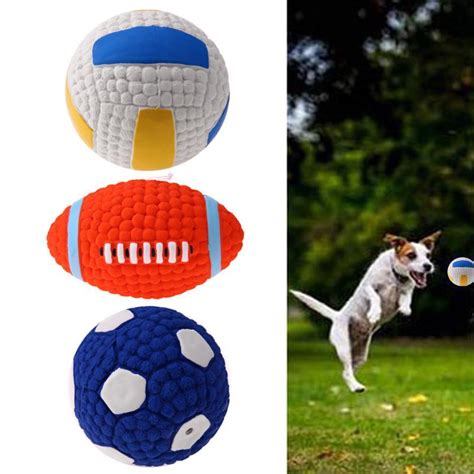 Pet Dog Rubber Toy Sound Squeaker Footballvolleyballrugby Balls Toys
