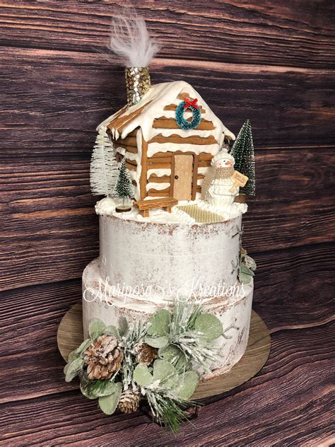 Faux Log Cabin Naked Christmas Cake Naked Cake Log Cabin Cake Fake Bake Fake Cake Fake Naked