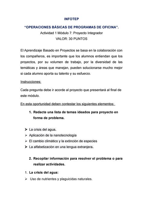 Actividad Mod Infotep Operaciones B Sicas De Programas De Oficina