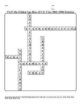 U S History Staar Crossword Puzzle Ch The Gilded Age Rise Of U S